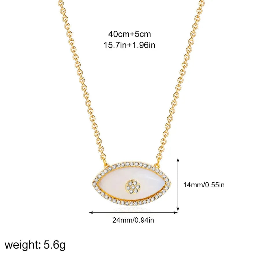 Multi Colored Natural Stones Evil Eye Pendant Necklace Women Stainless Steel Opal Zircon Choker Jewelry