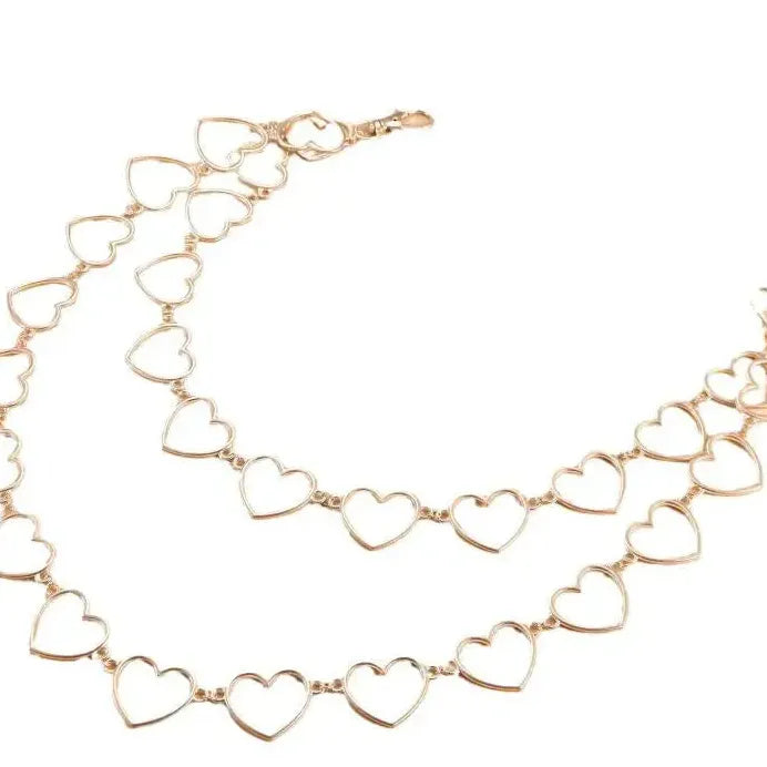 Zinc Alloy Heart Waist Chain Double Layer Hip Hop Trouser Belt Jewelry