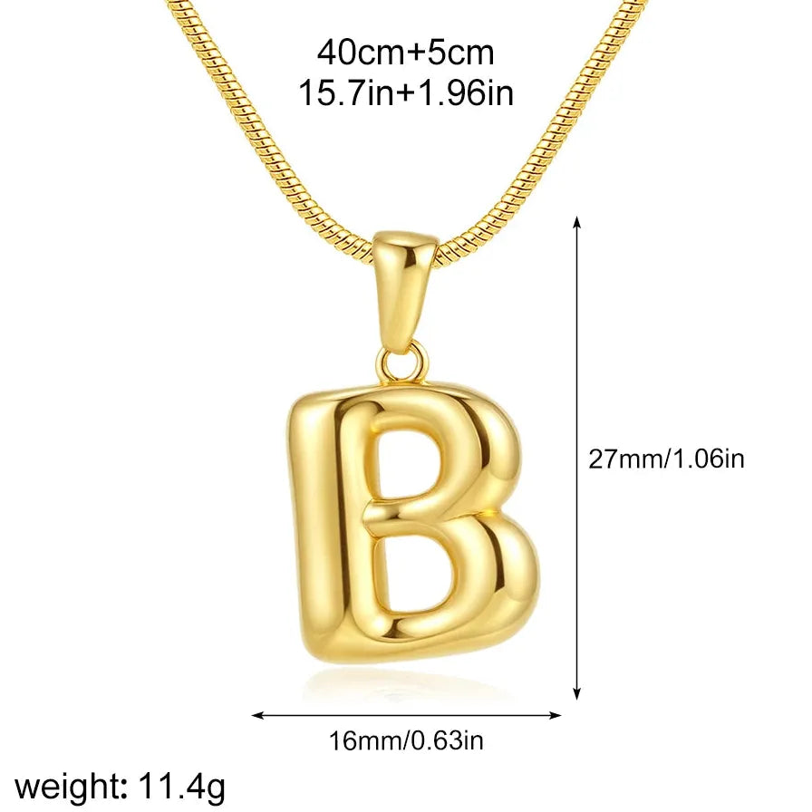 18k Gold Plated Stainless Steel Alphabet Initial Pendant Necklace A-Z for Women