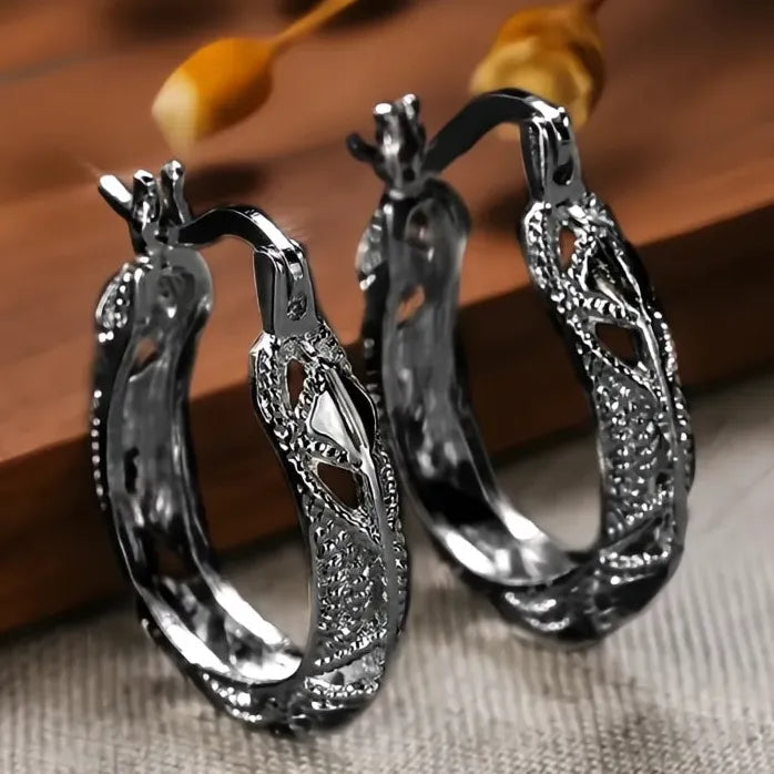 Geometric Hollow Out U Shape Hoop Earrings for Women Fashion Jewelry