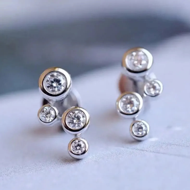 Silver Copper Crystal Cluster Spiral Ear Screen Cartilage Stud Earring