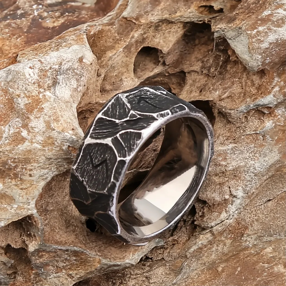 Vintage Nordic Viking Rune Stainless Steel Rings for Men Women Punk Biker Couple Jewelry Gift Amulet