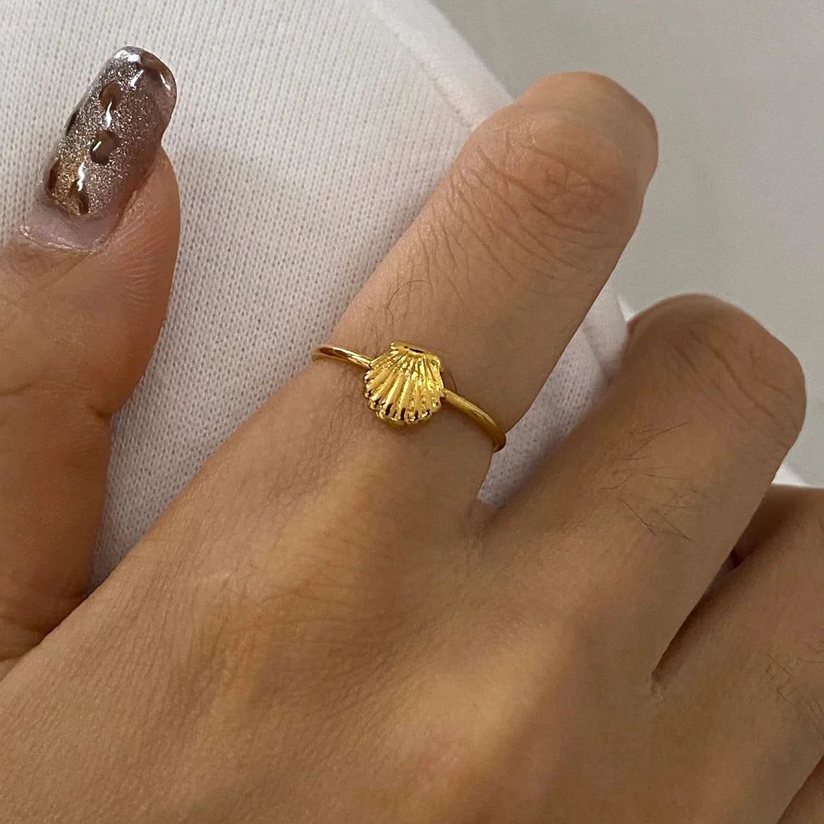 Hypoallergenic 18K Gold Plated Stainless Steel Starfish Stackable Knuckle Ring