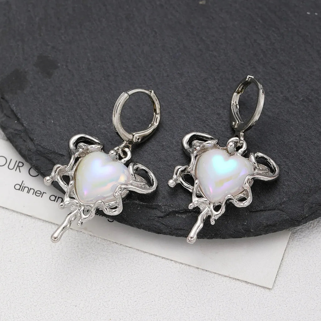 Y2K Silver Metal Star Drop Earrings Rhinestone Punk Jewelry for Women