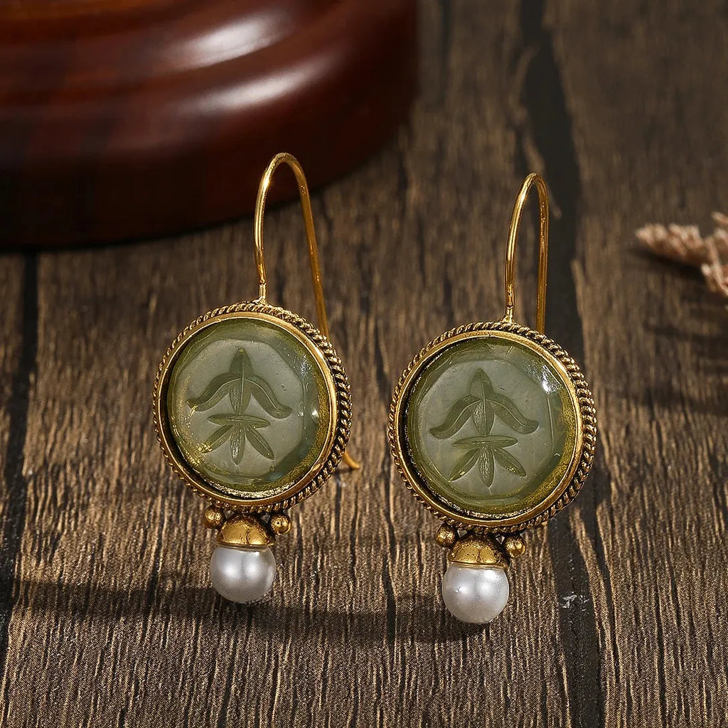Elegant Vintage Geometric Pearl Drop Earrings Women Zinc Alloy Bridal Jewelry Gift