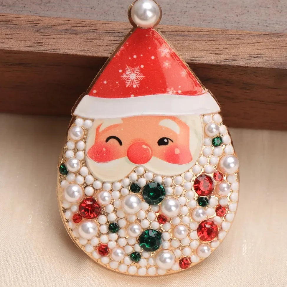 Elegant Classic Santa Claus Brooch Holiday Gift for Women Men