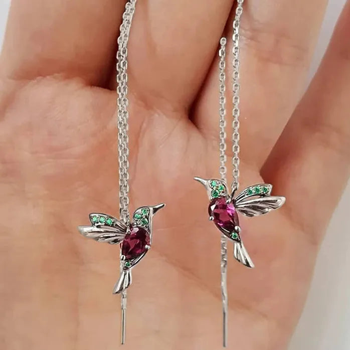 Fashion Little Bird Drop Tassel Earrings for Women Copper Alloy Gift