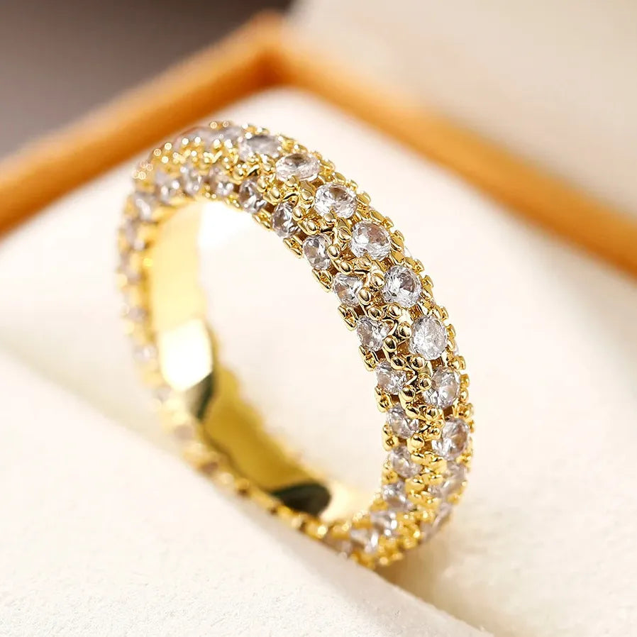 2022 Gold Color Women's Geometric Cubic Zirconia Wedding Ring