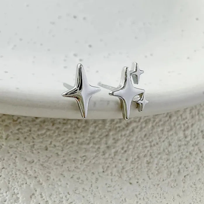 Star Cross Drop Earrings Black Zircon Heart Jewelry for Women Girls