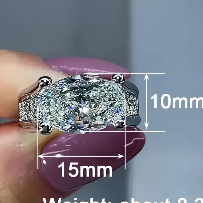 Silver Oval Cubic Zirconia Wedding Party Ring for Women Fashion Jewelry