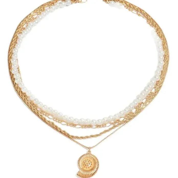 Bohemian Multi-Layer Pearl Conch Pendant Necklace for Women Jewelry Gift