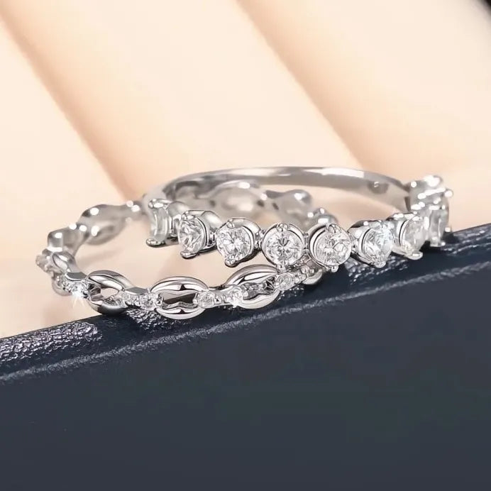 Elegant Trendy Cubic Zirconia Brass Rings Set for Women Party Jewelry