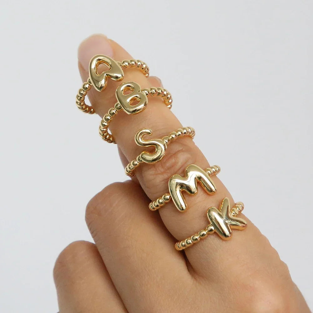 18k Gold Plated Stainless Steel Alphabet Initial Knuckle Ring A-Z Party Gift