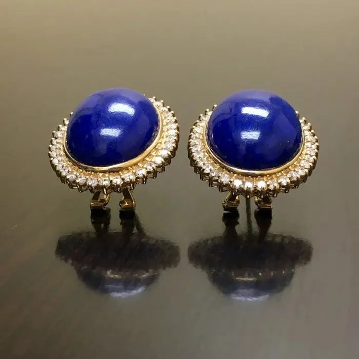 Blue Gemstone Drop Earrings Gold Metal French Court Style Women's Jewelry Gift