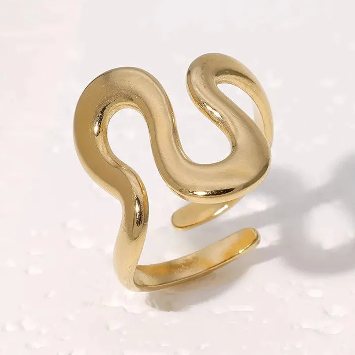 Gold Stainless Steel Geometric Rings for Women Men 2024 Gift Jewelry