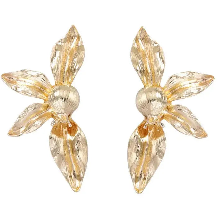 Retro Personalized Large Flower Earrings for Women Vintage Petal Drop Jewelry