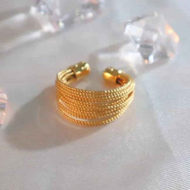 Gold Color Multi-Layer Open Cuff Bracelet Women Punk Goth Grunge Jewelry