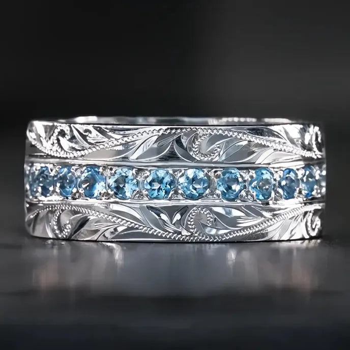 Aesthetic Carved Pattern Wedding Band Ring for Women Brass Cubic Zirconia Silver Gold Color Trendy Jewelry