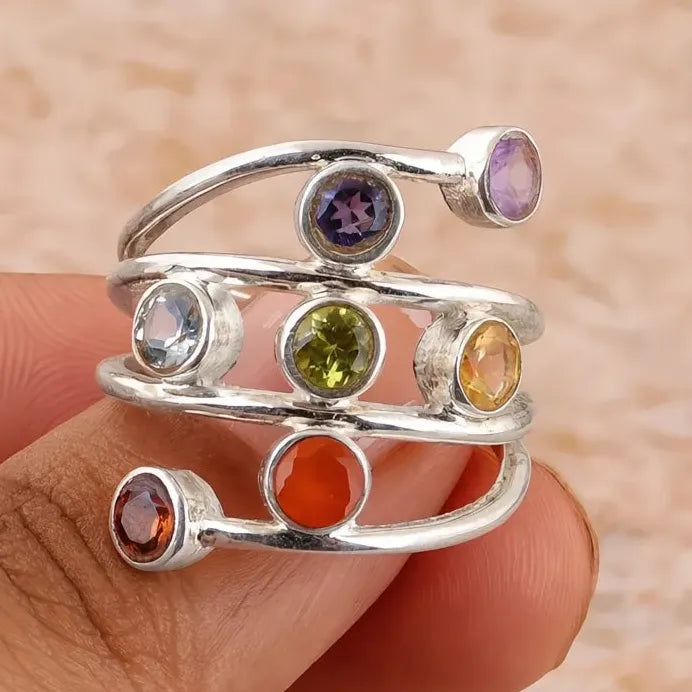 Colorful CZ Multi-layer Geometric Brass Rings for Women Party Accessory