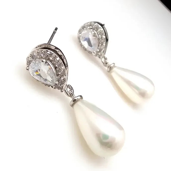Water Drop Simulated Pearl Dangle Earrings for Women Fashion Wedding Party Jewelry