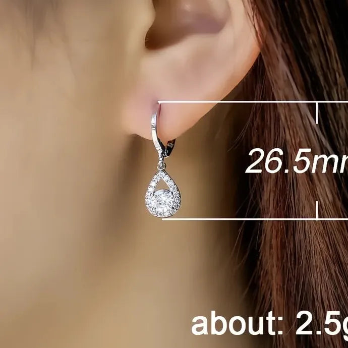 Elegant Geometric Waterdrop Drop Earrings for Women Copper Alloy Jewelry
