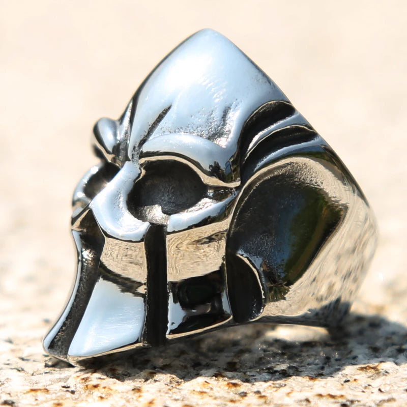 Spartan Helmet Ring Stainless Steel Viking Punk Biker Vintage Unisex Jewelry