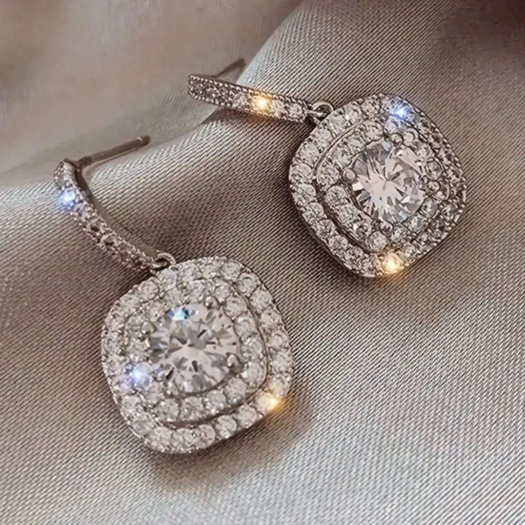 Bohemian Style Cubic Zirconia Pendant Drop Earrings for Women Daily Wear