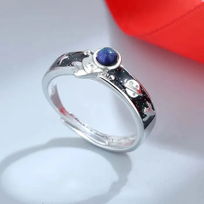 2Pcs Adjustable Astronaut Planet Rings for Women Men Trendy Jewelry