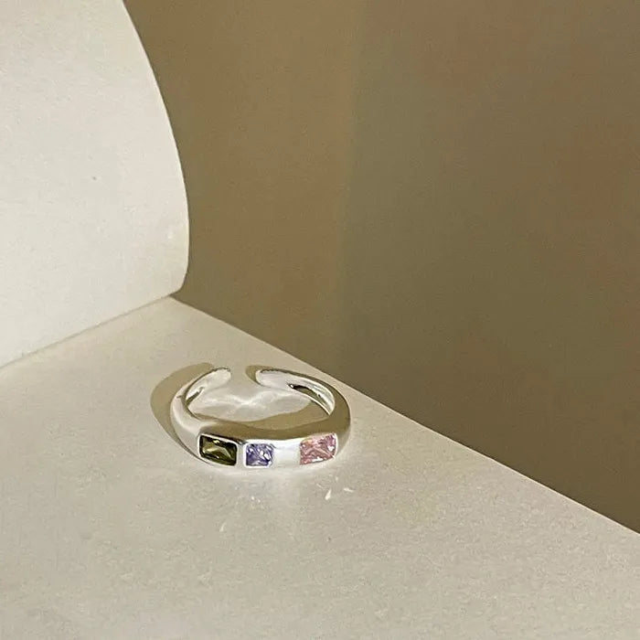 2026 Adjustable Heart-Shaped Colorful Zircon Ring for Women Jewelry