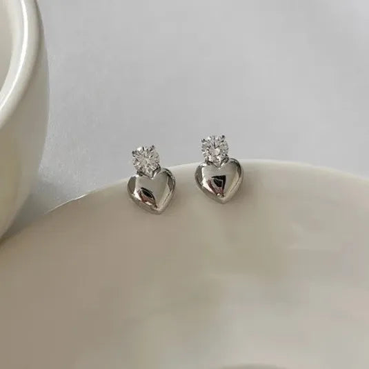 Moon Gray Pearl Stud Earrings Copper Moon Bowknot Jewelry Gift Women