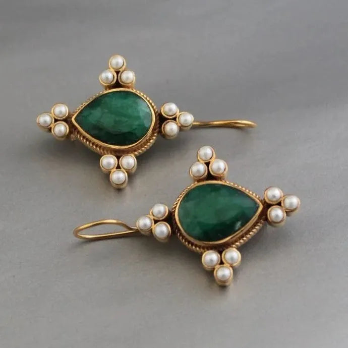 Elegant Retro Geometric Pearl Drop Earrings Women’s Wedding Jewelry Gift Zinc Alloy