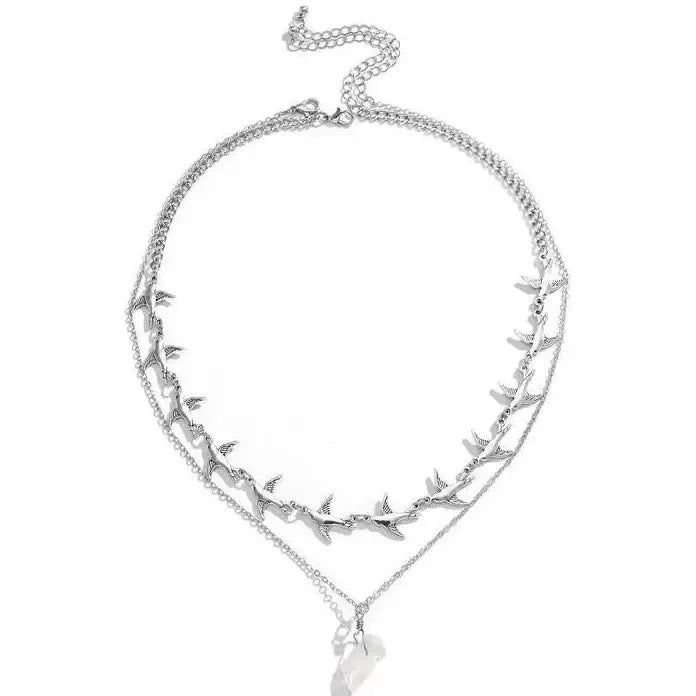 Creative Metal Flying Bird Double Layer Choker Necklace for Men Women Jewelry