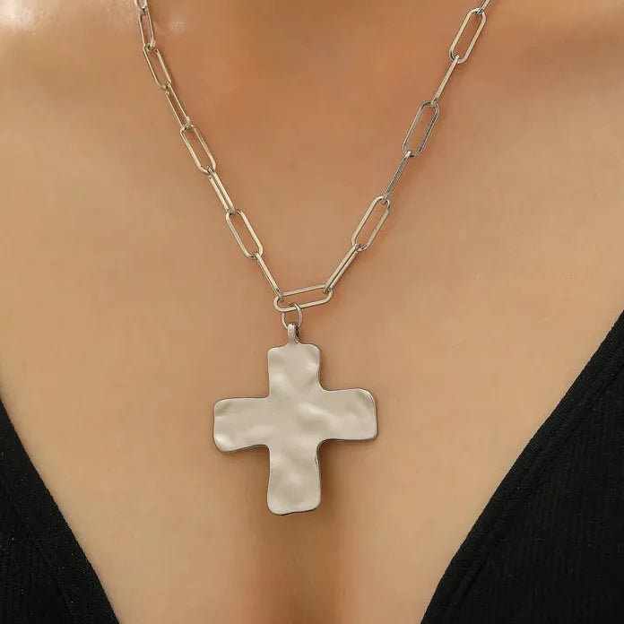 Irregular Cross Geometric Pendant Necklace Women Zinc Alloy Choker 2025