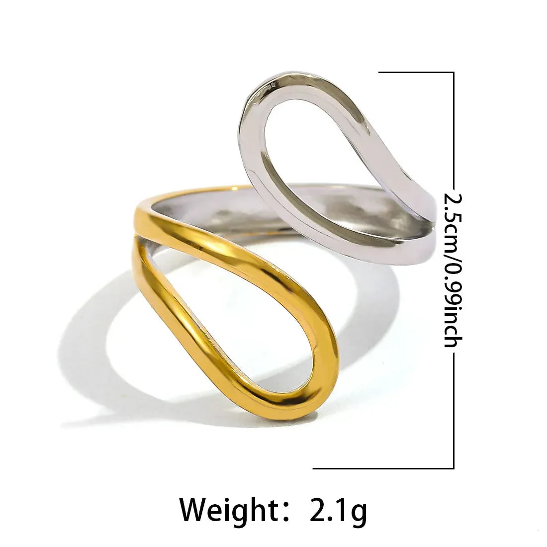 Vintage Geometric Multi-Layer Irregular Leaf Heart Stainless Steel Cocktail Ring