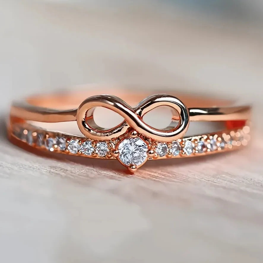 Chic Bow Shape Infinity Sign Cubic Zirconia Ring for Women Fashion Party Jewelry