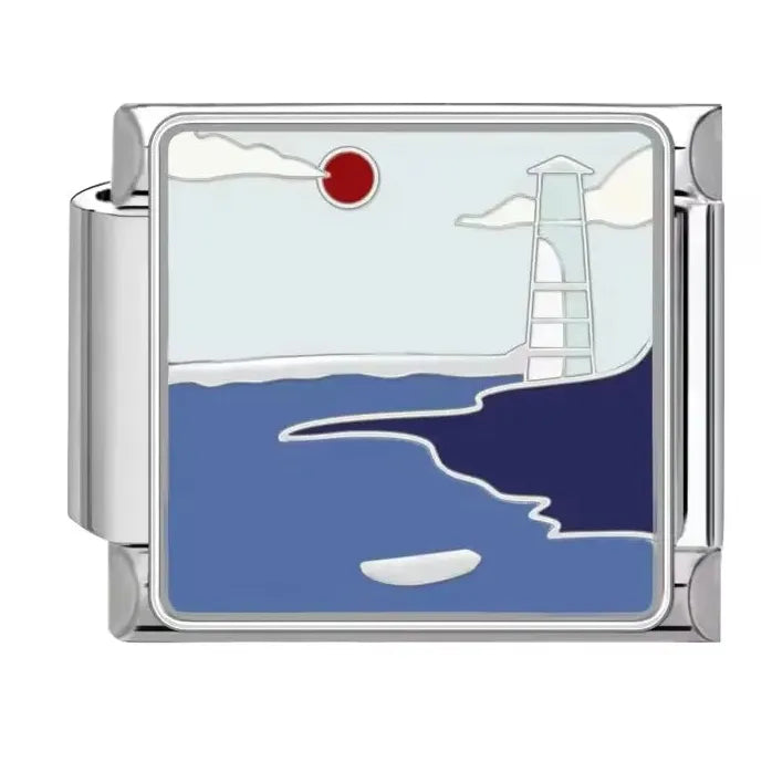 Ocean Series 18k Gold Plated Stainless Steel Charm Bracelet Unisex Dolphin Shark Sailboat