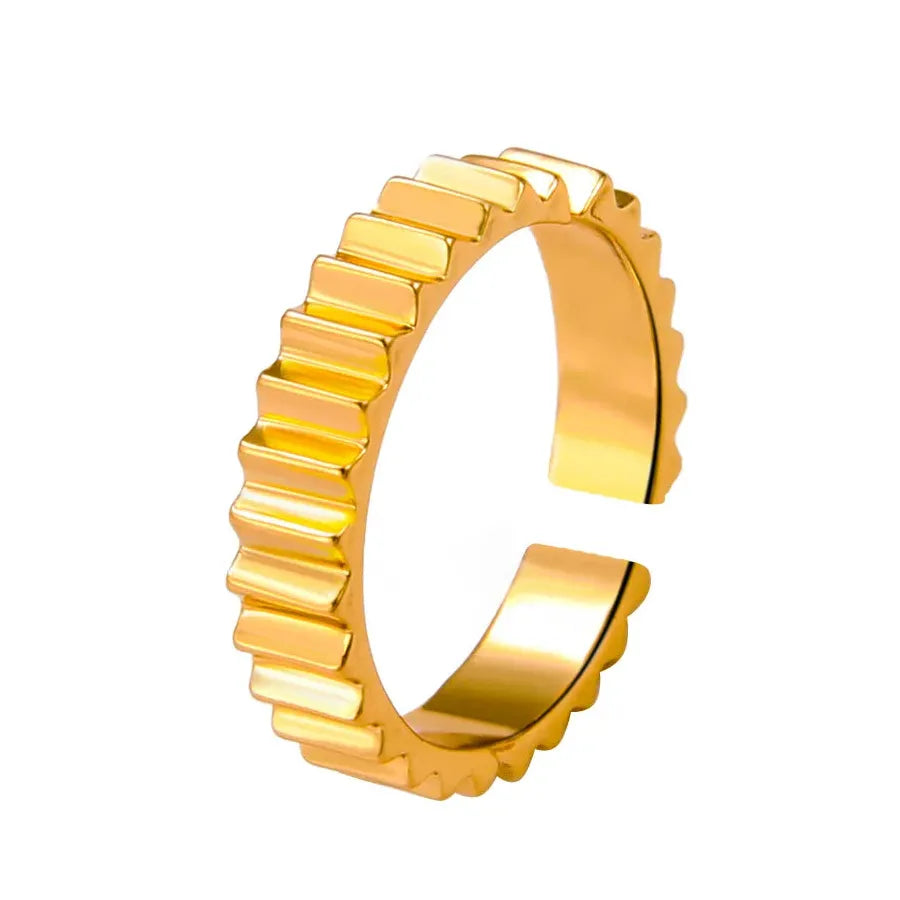 Stainless Steel Gear Ring for Women Couples Trendy Luxury Open Band Jewelry