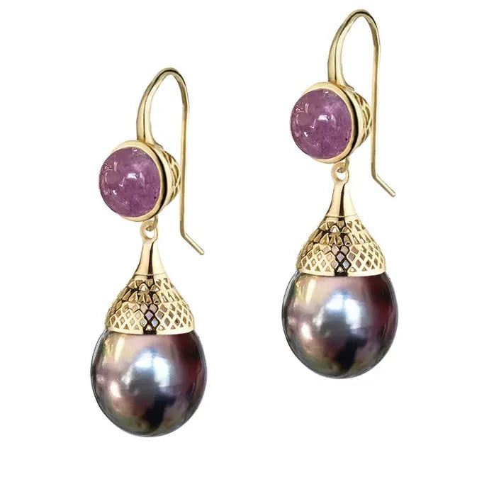 Elegant Round Multi-Color Synthetic Gemstone Pendant Earrings Zinc Alloy Jewelry