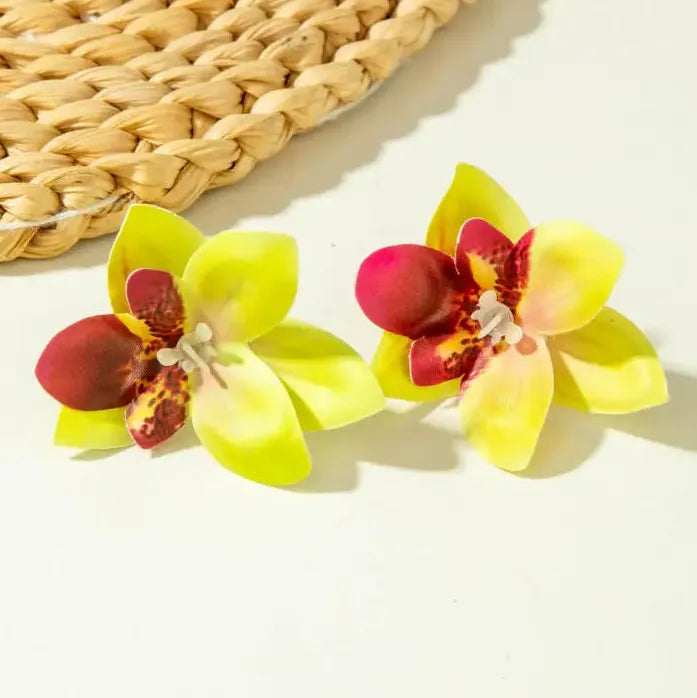 Bohemian Vintage Plant Motif Cotton Stud Earrings for Women Girls Fashion Jewelry