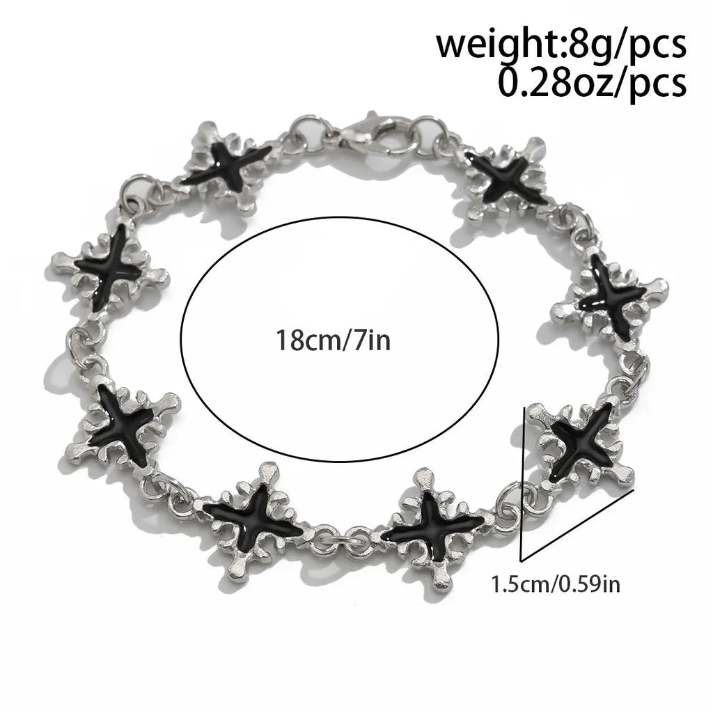 Punk Black Drip Oil Cross Chain Bracelet Unisex Hip Hop Fashion Jewelry