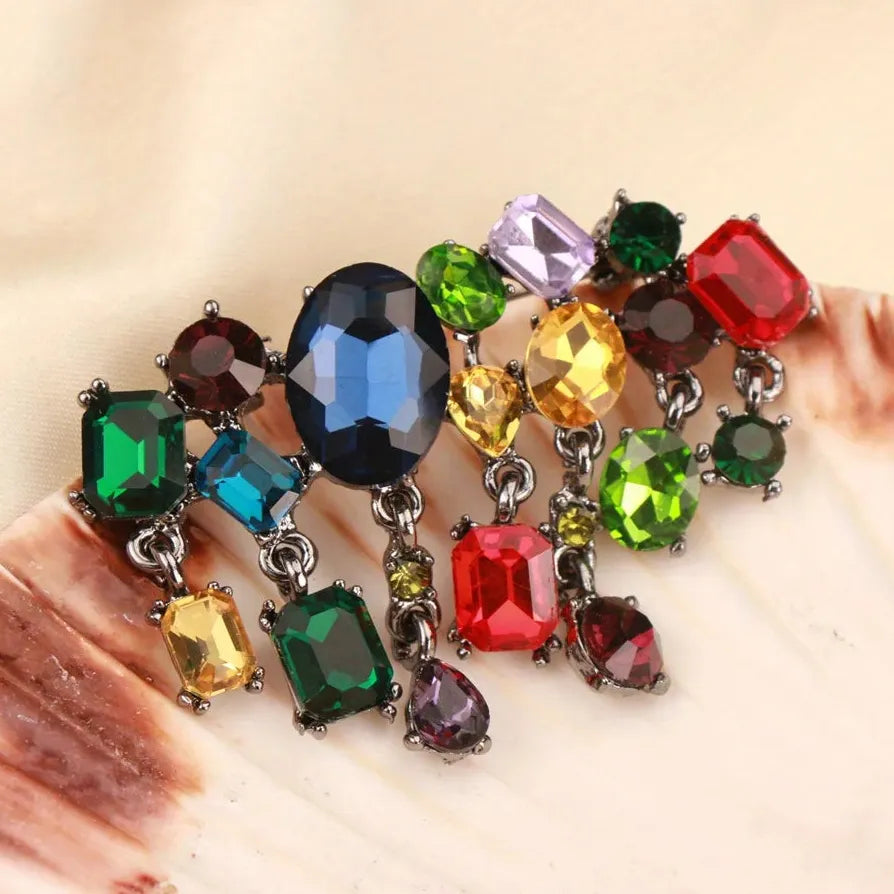 Luxury Tassel Square Multi-Color Brooch Pin Classic Jewelry Gift