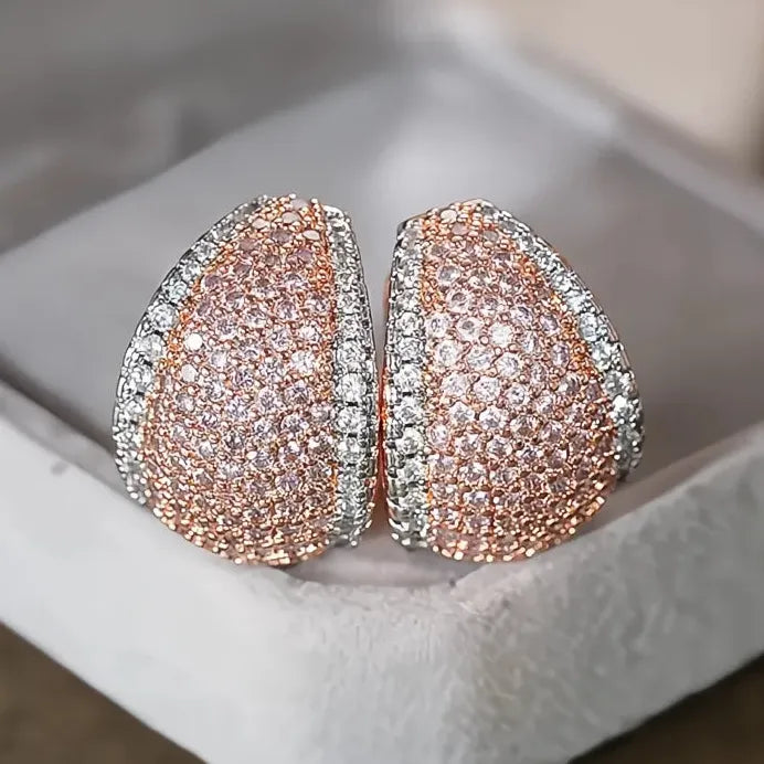 Two Tone Geometric Cubic Zirconia Drop Cuff Earrings for Women Gift