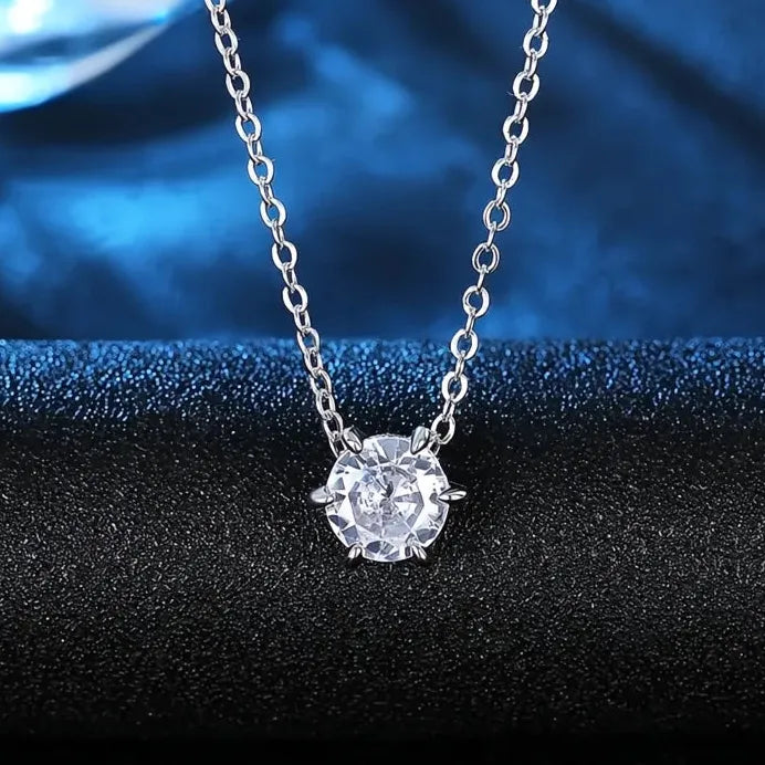 Elegant Minimalist Round Cubic Zirconia Pendant Necklace for Women Wedding