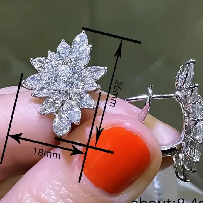 Geometric CZ Hoop Earrings for Women Wedding Party Elegant Jewelry