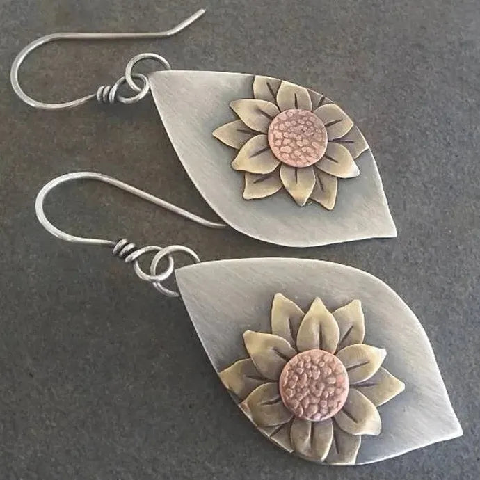 Retro Geometry Leaves Sunflower Zinc Alloy Women's Ethnic Bohemian Earrings