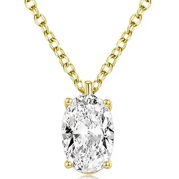 Copper Alloy Oval Pendant Necklace with Cubic Zirconia – Trendy Gift