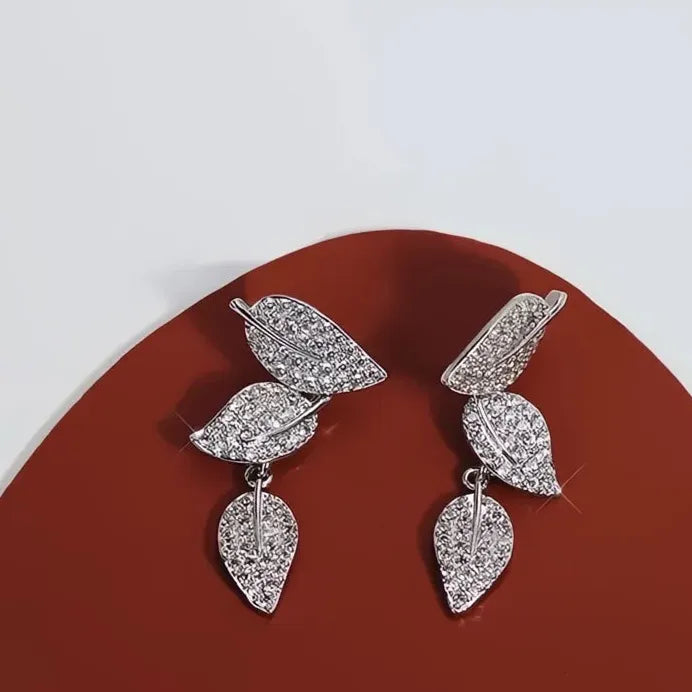 Brilliant Leaf Drop Earrings for Women Trendy Wedding Party Gift Jewelry