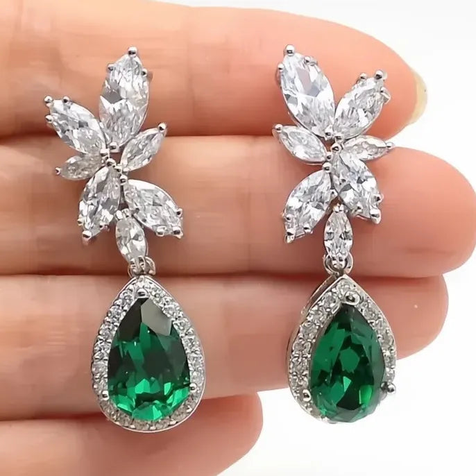 Geometric Copper Alloy Stud Earrings with Cubic Zirconia for Women
