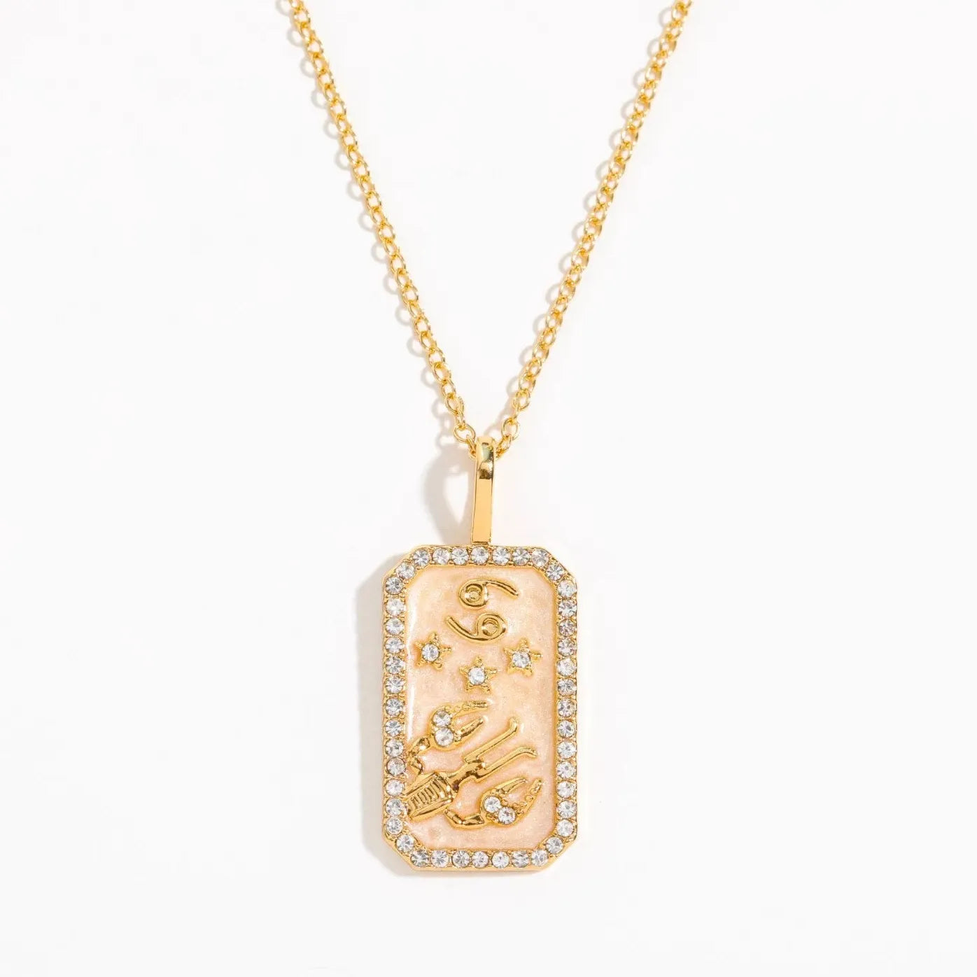 Stainless Steel 12 Constellation Necklace White Shell Zircon Punk Jewelry Pendant