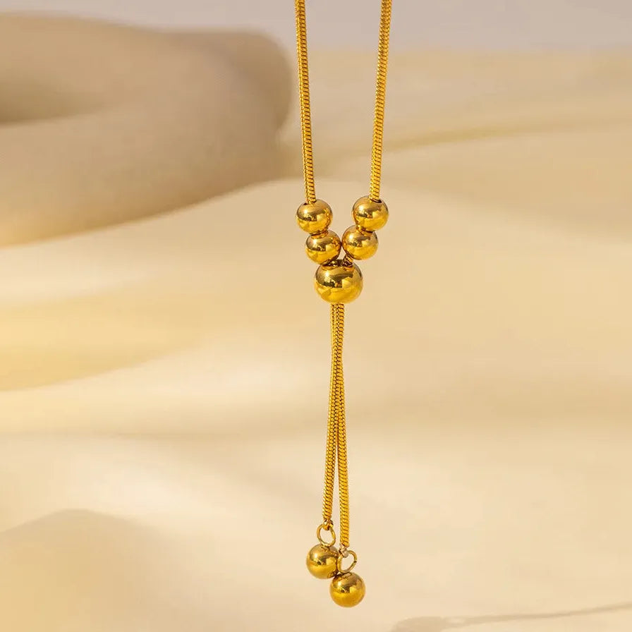 French Style Retro Minimalist Bow Necklace for Women Stainless Steel Pendant Jewelry